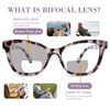 YUKANG Bifocal Reading Glasses Women Clear Top Cat Eye Blue