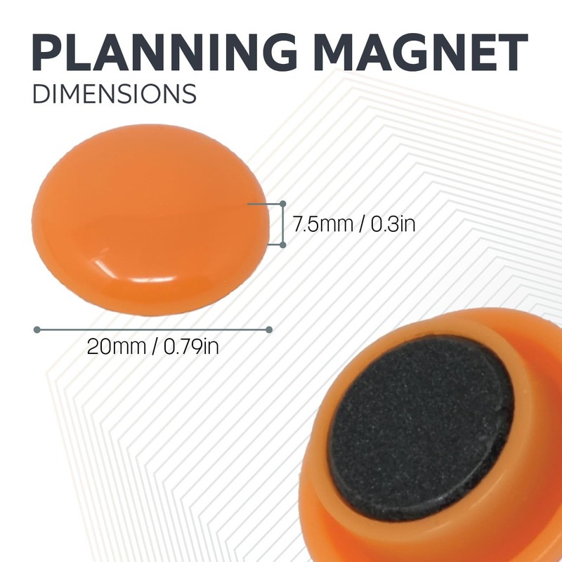 Small Orange Planning Office Magnets for Fridge, Whiteboard, Noticeboard, Filing
