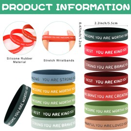 Roowest 120 Pcs Motivational Wristbands Bulk for Student Colored Inspirational Rubber Bands Stretch Silicone Bracelets Back to School Gifts from Teacher for Students(Joyous Color)