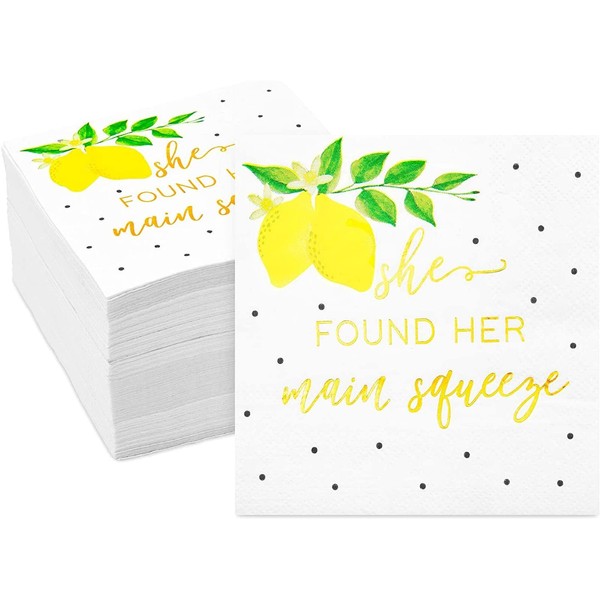 Paquete de 100 servilletas para apretar, suministros de fiesta de limón para despedida de soltera