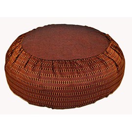 Boon Decor Meditation Cushion Zafu Pillow Buckwheat Fill - Global Weave Fabric Crisscross Copper
