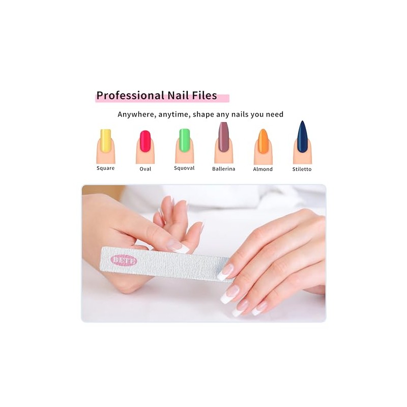 Lima de uñas, 20 unidades, profesional, reutilizable, grano 100/180, de