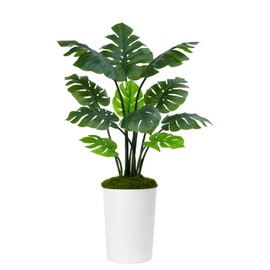Keeplush Artificial Monstera Deliciosa Plant 5ft Tall in White Planter - Faux Swiss Cheese Plant with 11 Lifelike Leaves - Fake Tropical Palm Tree for Home Office Garden Modern Light Luxury Indoor Dec