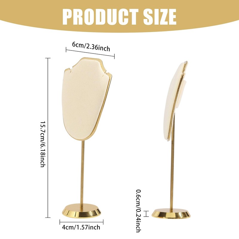 CHGCRAFT Necklace Display Stand Velvet Jewelry Holder with Golden Tone
