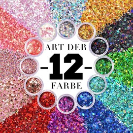 Festival Glitzer Gesicht für Festliche Verkleidungen, 12 Farb-Set Body Glitter für Nagelkunst und Körper, Gesicht, Haare, Kleidungsdekoration, Feminine Glitzer Make Up Pailletten und Festival Zubehör