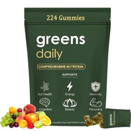 TOGOLIUN Greens Gummies, Daily Greens Gummies with Chlorella and Spirulina, Digestive & Gut Health, Multi-Vitamins & Minerals, 224 Gummy Bear