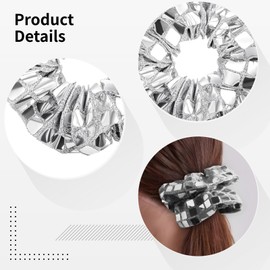 12 PCS Disco Ball Headbands, Elastic Hair Ties, Silver Reflective Hair Accessory, Vintage Hair Hand for 70s 80s Theme Parties