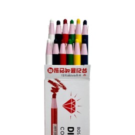 Dermatograph Colored Grease Pencils – Peel-Off China Makers – Set of 12 – Red, Blue, Yellow, Green, Black & White – Multi-Surface Use on Glass, Vinyl, Plastic & Metal – Ideal for Art, Marking & More