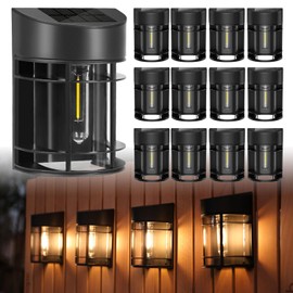 DOESLAG Solar Fence Lights, 12 Pack Waterproof Solar Lights Outdoor, Outdoor Solar Lights for Fence Garden Yard Step Deck Stairs