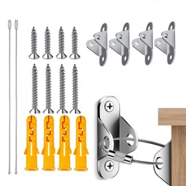 18 Pcs Metal Furniture Straps Baby Proofing Anti-Tip Furniture Wall Anchors Kit for Baby Proofing Pet Protection Secure Bookshelf Cabinet Dresser(2Set Sliver)