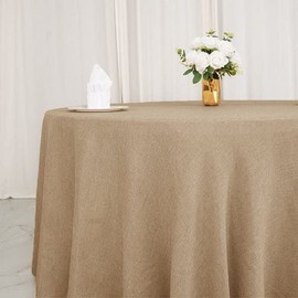 108-Inch Natural Round Faux Burlap Tablecloth Wedding Reception Party Events Catering Decorations