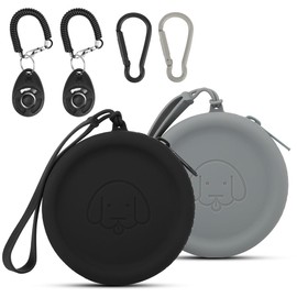 Silicone Dog Treat Pouch Small Bag,2PCS Pet Walking Bag for Dog and Cat, Pocket Size, Easy to Clean, Odorless, Zipper Design，Moisture-proof,Travel Walking Bag,Portable Training Bag(Dark gray&black)