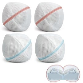 Bolsa de Lavado de Brasier, 4 Protector de Lavado para Ropa Interior de Mall, con Cremallera, sin Alambre, Bolsa de Lavado de Brasier con Correa para Colgar