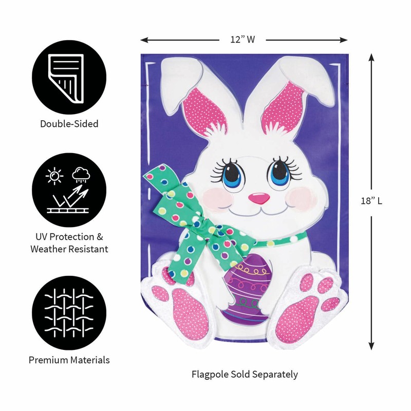 Evergreen Flag,Easter Bunny Garden Flag (Bowtie Bunny)