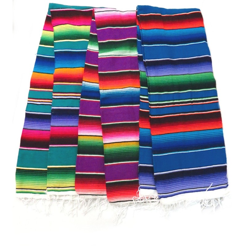 Leos Imports Mexican Serape Blanket (Medium 60"x24", Assorted)