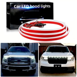 JMTBNO 71" Car Hood Light Exterior LED Strip Lights White DRL Compatible with GMC Sierra 1500 2500 Chevy Silverado 1500 2500 Dodge Ram 1500 2500