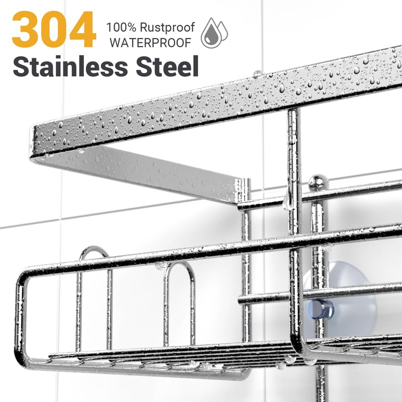 AKTECKE Shower Caddy Hanging Bathroom Organizer: Rustproof Shower Shelf for
