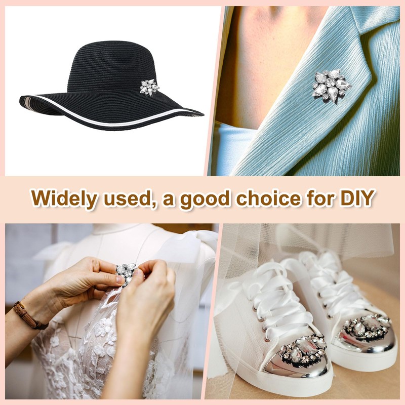 sourcing map 8Pcs Handmade Star Beaded Patches, Glass Crystal Rhinestone