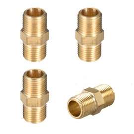uxcell Brass Male to Male Straight Pipe Hex Fitting 1/8G x 1/8G Male Thread Connector 4pcs