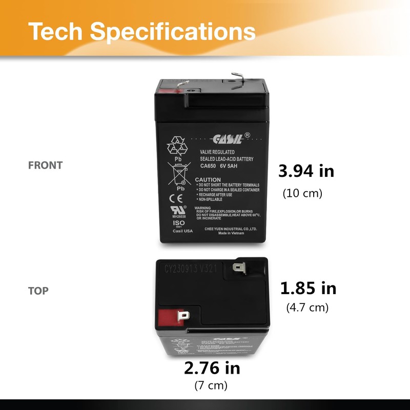 Casil Exit Sign Battery 6V 4.5Ah Backup - 2 Pack