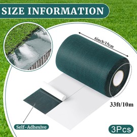 Gersoniel 3 Rolls 6 in x 33 ft Artificial Turf Tape Artificial Grass Self Adhesive Turf Seam Tape for Artificial Lawn Carpet Jointing, Indoor Outdoor Rug, Pet Grass Mat Connecting