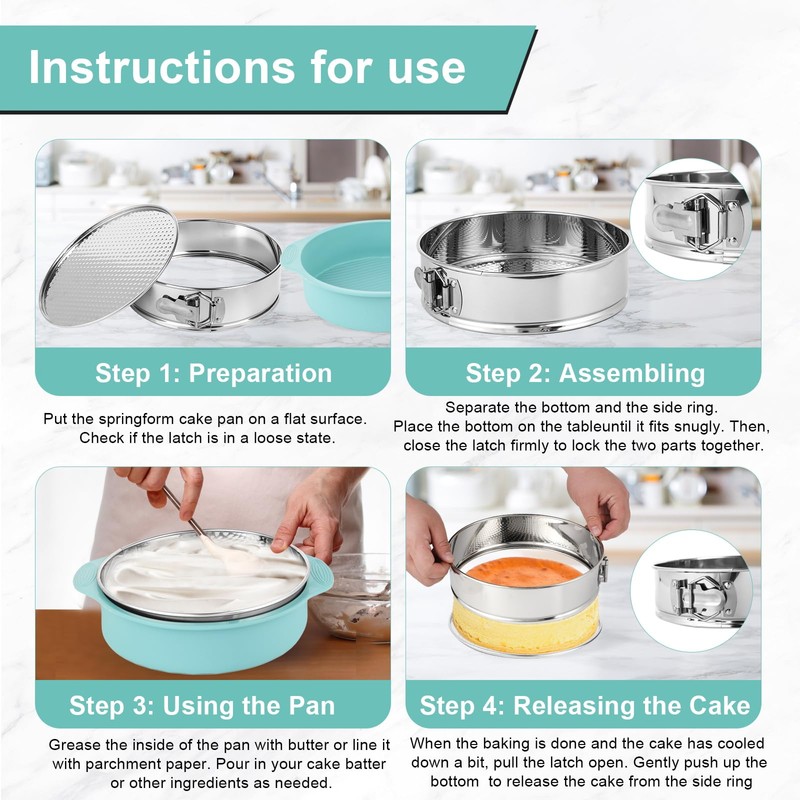 Spmarkt 10-inch Stainless Steel Springform Pan with Silicone Protector, Removable