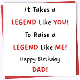 Printperfect dad birthday cards, happy birthday dad legend card, funny dad cards from son or daughter (Red Envelope)