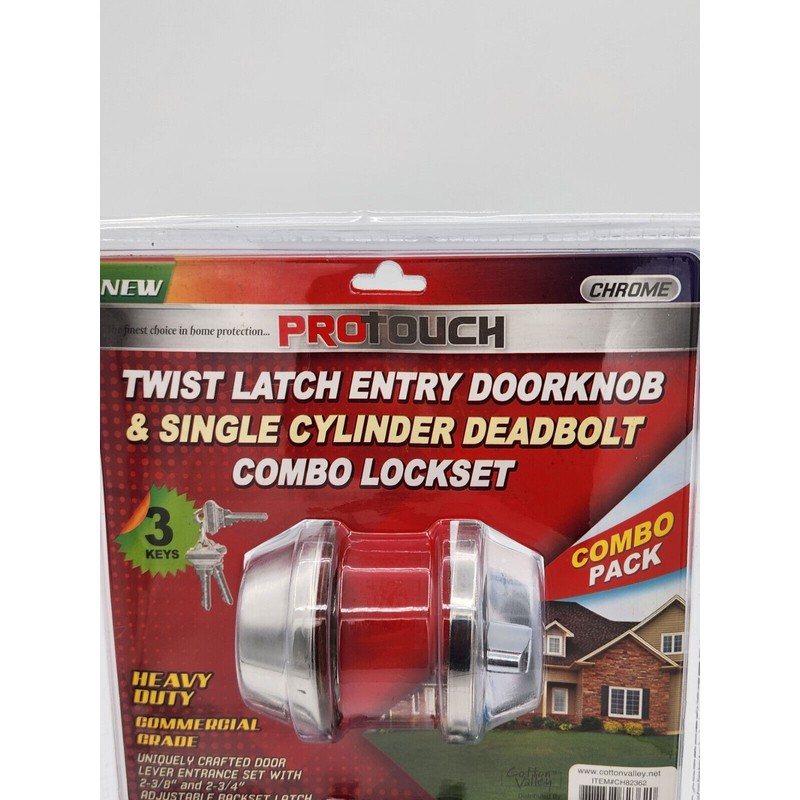 ProTouch Twist Latch Entry Doorknob& Single Cylinder Deadbolt Combo Lockset.