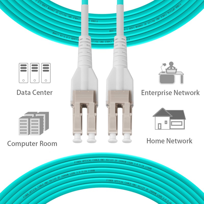 Fibergaga-Uniboot OM3 LC to LC Fiber Patch Cable, Multi-Mode Duplex