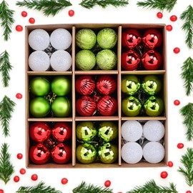 72 Pcs Christmas Ball Ornaments Hanging Baubles Balls Ornaments Christmas Tree Hanging Ornaments Decor Christmas Tree Decoration for Christmas Holiday Party Xmas (Green)