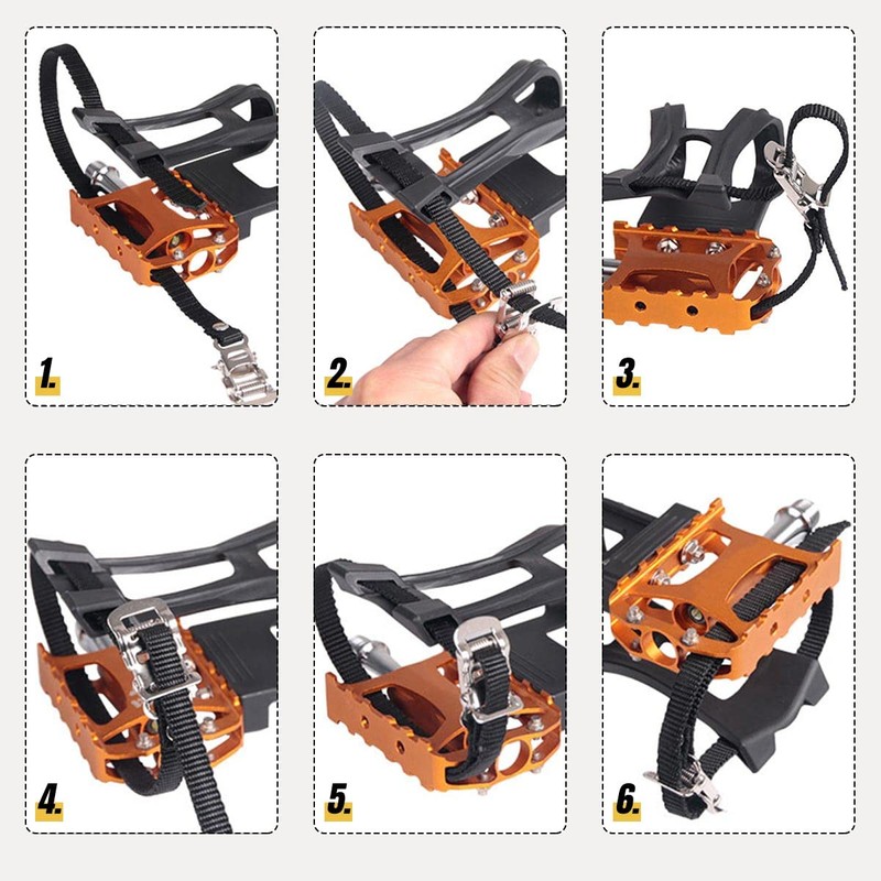 Pedal Strap, Pack of 6 Adjustable Bicycle Pedal Straps, Toe