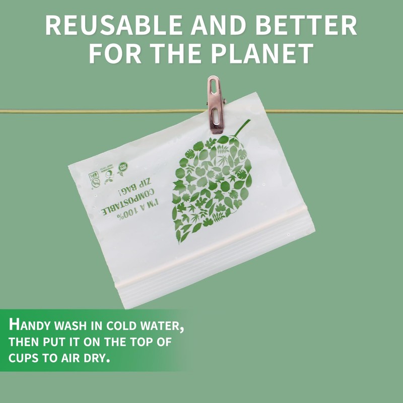 WRAPOK 100% Compostable Snack Bags Small Biodegradable Freezer Sandwich Storage