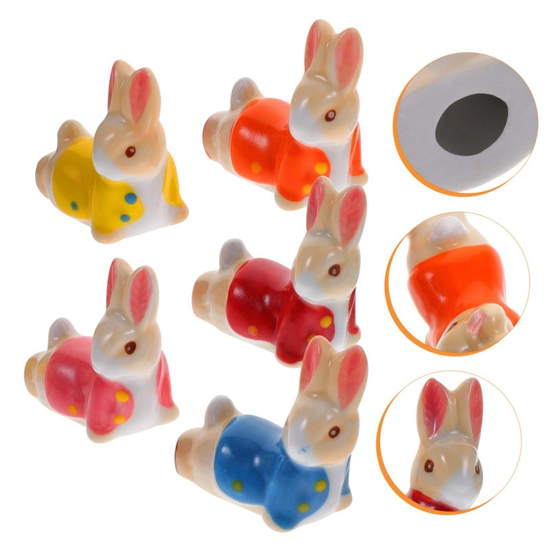 RORPOIR 5Pcs Cute Rabbit Ceramic Chopstick Holder Set Decorative Animal