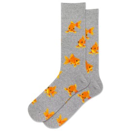Hot Sox Men's Fun Animal Series Crew Socks-1 Pair Pack-Cool & Funny Novelty Gifts, Goldfish (Gray Heather), 6-12