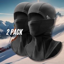[ 2 Pack ] Balaclava Thermal Ski Mask | Keeps Warm, Insulated Fleece, Spandex, Stretchy Material, Compatible with Glasses for Skiing, Cyclying, Biking, Hiking, Hunting, and Cold Weather Activities