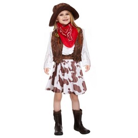 My Illusions Boys Cowboy Costume Girls Cowgirl Fancy Dress Kids Wild West Sheriff Brown Outfit (Girls, 10-12 Years)