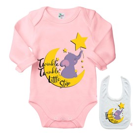Twinkle little Star -Cute Newborn Baby Bodysuit Shower Gift Outfit Onesie & Bib