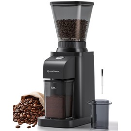 Anti-Static Espresso Grinder with Self-Cleaning Burr, 48 Precise Settings, Coffee Grinder for Home Use, Coffee Bean Grinder with Storage Box & Dosing Cup, Less Mess, More Flavor,Black