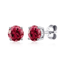 Philip Jones Sterling Silver July (Ruby) Birthstone Earrings Created with Zircondia® Crystals