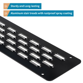 Sanbege 4 Pack Non Slip Aluminum Stair Treads, 30" x 3.7" Waterproof Traction Strips with Screws for Outdoor Deck Steps, Wood Ramp, Walkway or Indoor Stairs (Black)
