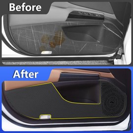 LUNQIN Car Door Anti Kick Pad for Lexus ES 2019 2020 2021 2022 2023 2024 2025 Hybrid 250 350 300h Accessories Carbon Fiber style Leather Sticker Sill Protector Cover Edge Guard Side Mat Interior Dirty