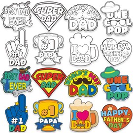 48PCS Fathers Day Crafts for Kids: Make Your Own Father's Gifts Bulk, DIY Coloring Magnets for Father, Magnetic Refrigerator Fridge Cruise Door Decorations