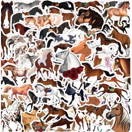 Leisitator 60 PCS Horse Stickers - Waterproof Vinyl Horse Riding Sticker Decal for Water Bottle, Laptop, Scrapbooking, Skateboard, Car, Luggage, Helmet