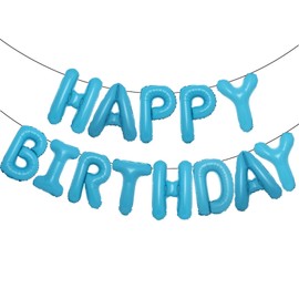 Accevo Light Blue Happy Birthday Balloons Banner 16 Inch Foil Letters Balloons Happy Birthday Sign Banner 3D Happy Birthday Balloons for Kids, Child, Adults, Boys & Girls Birthday Party Decorations