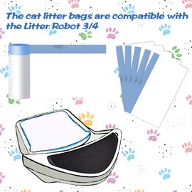GEMLORD Cat Litter Box Liner Bags Replacement Compatible with Litter-Robot 3 and 4, Waste Drawer Liners Bags Thick Self-cleaning Cat Litter Box Liners with Drawstring 10-11 Gallons (80)