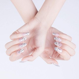 24pcs Sheer Color Nail Glitter Wedding Coming-of-Age Ceremony Girly Nails