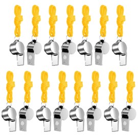 PUFEUOO 15Pcs Whistles Sports Whistle Referee Whistle Metal Whistle with Lanyard for Kids Football Teachers