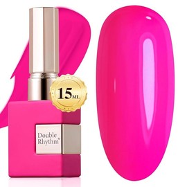 15ML Sheer Gel Nail Polish Soak Off Same Color Bottle Glossy Nail Art Gel for Salon or DIY Manicure at Home for Women:_Neon Pink