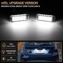 LED License Plate Lights for Ford Explorer Escape Fusion Fiesta Expedition Lincoln MKC Tag Lamp Assembly, 6000K White Tag Lamp Replace OEM BB5Z13550A, 2PCS