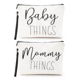 Mommy and Baby Bag - Gifts for New Mom, Mommy Bag Canvas Zipper Pouch Set, Mommy Baby Bag New Mommy Essentials, Postpartum Gifts for Mom Travel Toiletry Bag for Baby Stuff, New Mom Gift for Mom 2 PCS
